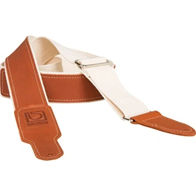 Image of BOSS Bsh 20 Nat Leather/Cotton Hybrid Instrument Strap, Brown/Natural Strap 2 Inch/5Cm Width