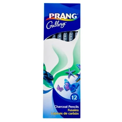 Image of Prang Charcoal Pencils, Medium, Paper Wrapped, Black, 12 Count (60100)