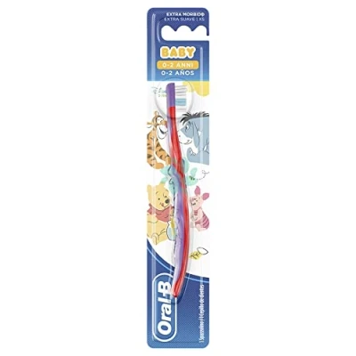 Image of Oral B Winnie The Pooh Characters Manual Toothbrush for Children 0 2 Years, Extra Soft Bristles, Assorted Colours