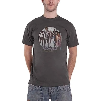 Image of Prince T Shirt Purple Rain Circle Logo Official Charcoal Grey L