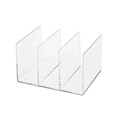 Image of Maul Acrylic Catalogue File 27 x 20.8 15.8 cm Magazine with 3 Compartments Rack for Catalogue, Notebook and Magazines Ideal Desk, Shelf Office Transparent