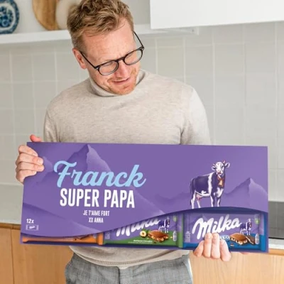 Image of Personalised Giant Milka bar XL Chocolate Featuring The Name and Message of Your Choice, with 9 Delicious Bars (12 Milka)