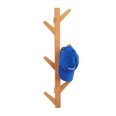 Image of Relaxdays Bamboo Coat Rack, 6 Hooks, Hanging Hook Bar for Bathroom and Hallway, HxWxD: 78 x 26 7 cm, Natural