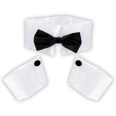Image of jokeshop Men&#039;s Stripper Set (Collar with Bow Tie and Cuffs) Topless Waiter Butler in the Buff Fancy Dress Male