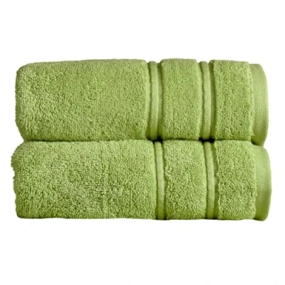 Image of Christy Antalya Hand Towels Set of 2 100% Turkish Cotton 600GSM Soft Plush Luxury Towel 50cm x 90cm Quick Dry Fern Green