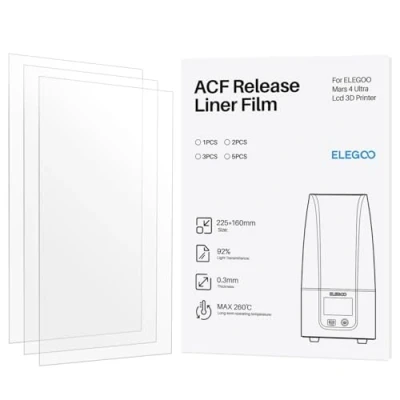Image of ELEGOO 3PCS ACF Release Liner Film for MARS 4 Ultra Resin 3D Printer 225 * 160mm and 0.3mm Thickness