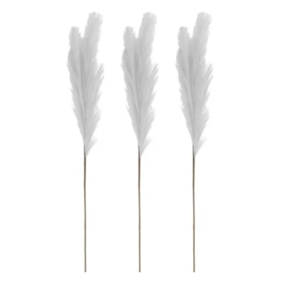 Image of 3 Stems Pampas Grass Fake Artificial Plants Feather for Home Décor 90cm (Grey)