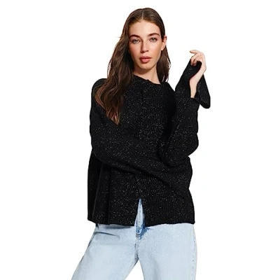 Image of Trendyol FeMan Oversize Basic Standing Collar Knitwear Sweater,Black,S