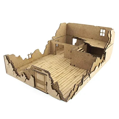 Image of War World Gaming at MDF Destroyed House 1 28mm Scale WW1 WW2 Wargame Terrain Scenery Building Ruined Normandy Military Battlefield Diorama