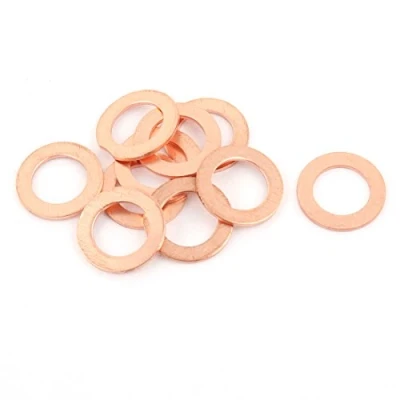 Image of sourcingmap 10pcs 10mm x 16mm 1mm Flat Ring Copper Crush Washer Sealing Gasket Fastener