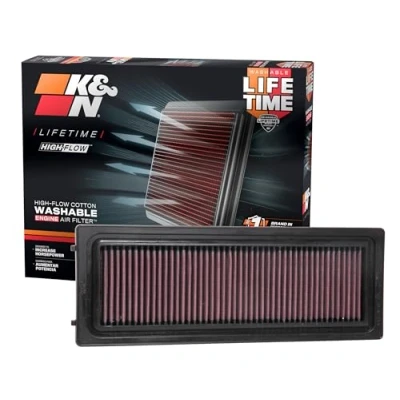 Image of K&amp;N 33 3071 Engine Air Filter: High Performance, Premium, Washable, Replacement Compatible with 2016 2019 ALFA ROMEO (Giulia, Stelvio), Red