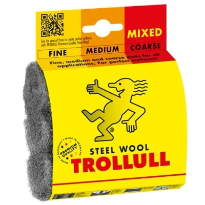 Image of TROLLULL Steel Wool Wire Pads, 3 DIY pads in fine, medium and coarse, 1 pack contains handy sanding polishing