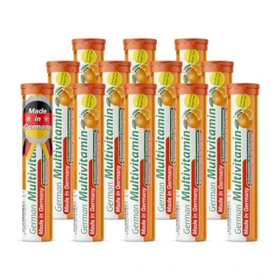Image of Multivitamin 12 x 20 effervescent Tablets Orange Flavor T&amp;D Pharma German Made in Germany