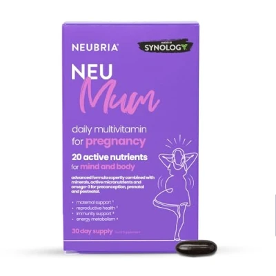 Image of NEUBRIA NEU Mum Multivitamin &amp; Omega 3 Preconception, Pregnancy, Postnatal, Breastfeeding Support with 3, Folic Acid, Vitamin D Iron Prenatal Supplement for Baby 30 Softgels