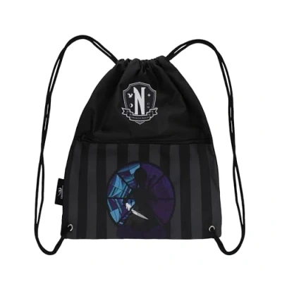 Image of Cinereplicas Wednesday Merlina Addams con Cello Drawstring Bag 39 x 34 cm Official Licensed, Mercredi Et Son Violoncelle
