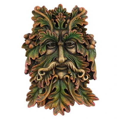 Image of Stunning Green Man Face Plaque 22.5cm x 15cm (1 Pc.) Unique Wall Art Deign &amp; Durable Resin Outdoor Decoration Perfect for Garden Decor Gift Idea