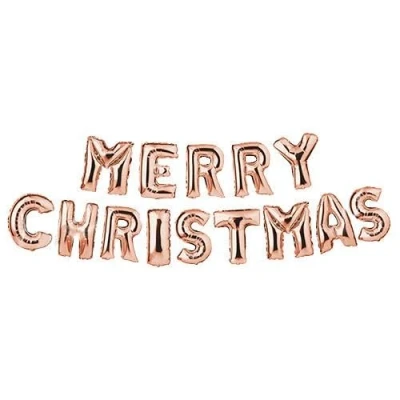 Image of Rose Gold Merry Christmas Air Fill Foil Balloon Banner