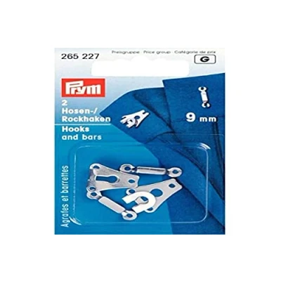 Image of Prym Trouser and Skirt Hooks/Bars silver col, Metal, Maulbreite 9 mm, Couleur Argent, 2 Pièce