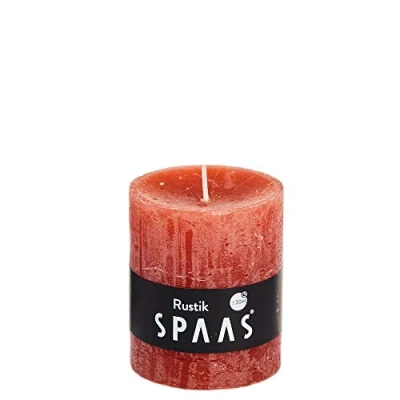 Image of Spaas 8 Rustic Unscented Pillar Candles 68/80 mm, 30 Hours, Ginger Orange