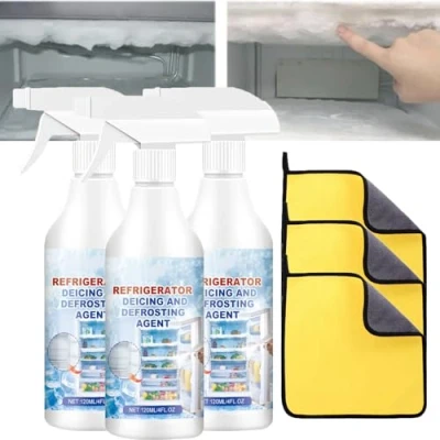 Image of XIRUJNFD Defrosting Spray for Fridge Freezer, 120ml Refrigerator Deicer Spray, De Icer Defroster, Defrost and Freezer (3)