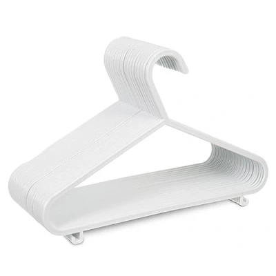 Image of Fineway Pack of 40 Strong Plastic White Kids Hangers Space Saving Non Slip Baby Clothes Perfect for Nursery, Designed and Kid&#039;s