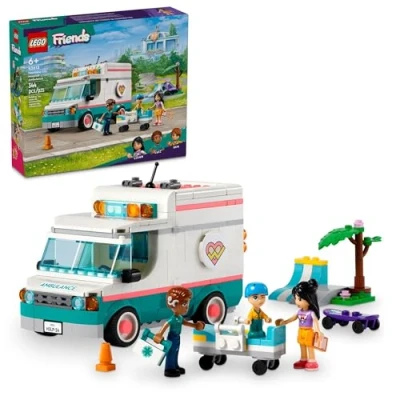 Image of LEGO Friends Heartlake City Hospital Ambulance Set with 3 Characters, Gift Idea for Kids, Girls and Boys Ages 6 Years Up, Social Emotional Toy, Medical Emergency Vehicle, Toy Ambulance, 42613