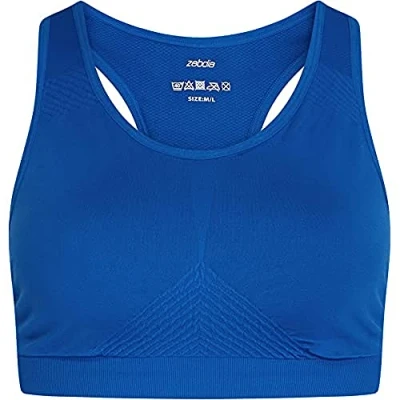Image of ZEBDIA Women&#039;s Seamless Sports Bra Blue, M