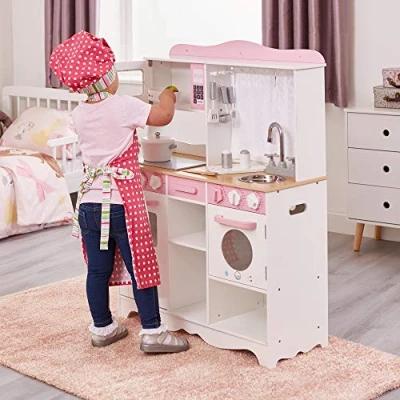 Image of Liberty House Toys Country Kitchen with 9 Wooden Accessories, H970 x W700 D350mm
