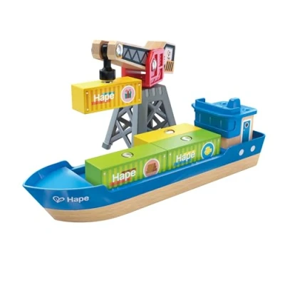 Image of Hape E3792 Cargo Ship &amp; Crane