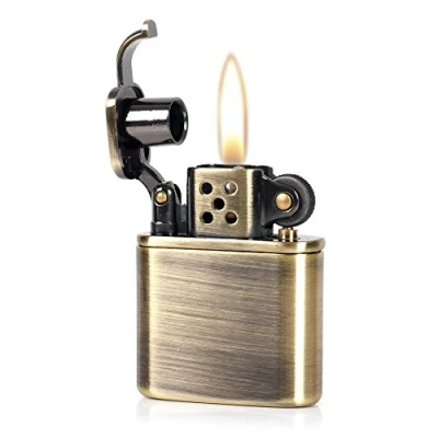 Image of Kuboy Pure Copper Antique Style Lift Arm Oil Petrol Metal Cigarette Lighter (Bronze)