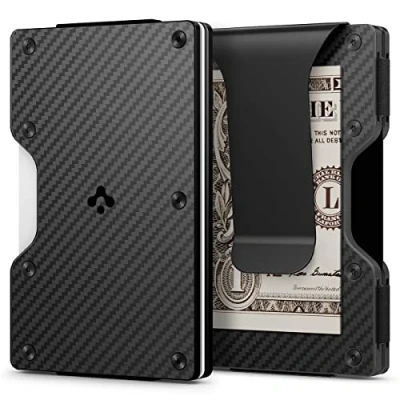 Image of Spigen RFID Blocking Metal Wallet S Slim Minimalist Credit Card Holder for Men and Women with Money Clip Carbon