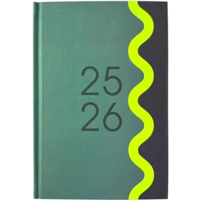 Image of 2025 2026 A5 Day a Page Case Bound Academic Diary with Printed Edges (Black)