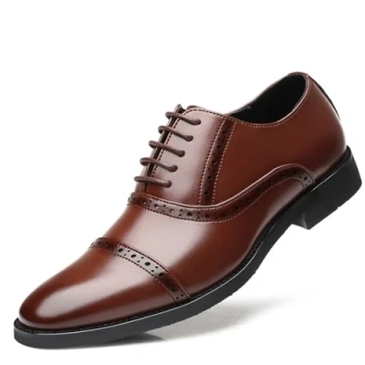 Image of KYOESCAI Men&#039;s Oxford Dress Shoes Lace up Brogues Derbys Formal Business Suit Tuxedo for Men,Brown,7.5 UK