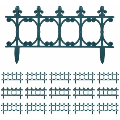 Image of vidaXL Lawn Edgings 16 pcs Green 10 m PP