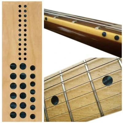 Image of Inlay Sticker F 085CD BP AZ Fret Markers for Guitars &amp; Bass Custom Dots Set Black Pearl