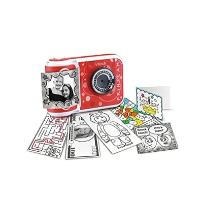 Image of VTech KidiZoom PrintCam (Red), Digital Instant Camera for Children with Built In Printer, Video Recording, Special Effects, Fun Games &amp; Comic Strip Maker, Rechargeable Battery, Age 5 Years +
