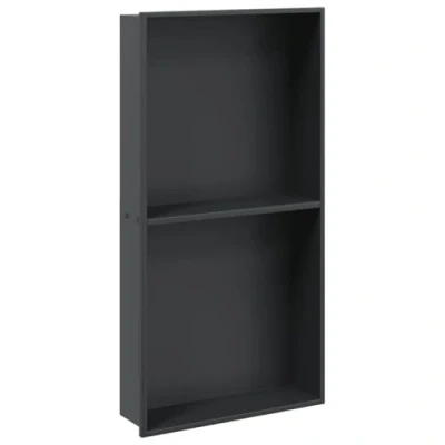 Image of vidaXL Shower Niche Wall Recessed Shelf Matt Black Stainless Steel Durable &amp; Corrosion Resistant For Bathroom, Kitchen