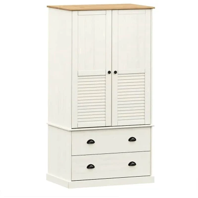 Image of vidaXL Wardrobe VIGO White 90x55x170 cm Solid Wood Pine