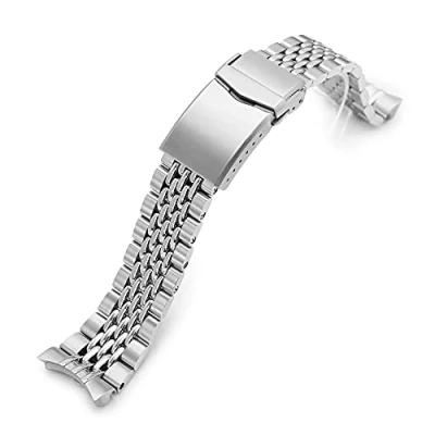 Image of 22mm Goma BOR Watch Band Compatible with Orient Kamasu, 2 Tone Brushed and Polished
