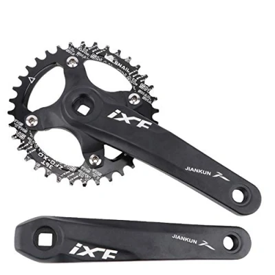 Image of ZTZ Mountain Bike 170mm Square Crankset with 104 BCD 32/34/36/38T Chainring,Aluminum Alloy MTB Crank Round Chainring and Crank, fit Shimano, SRAM, FSA (Black, 38T)