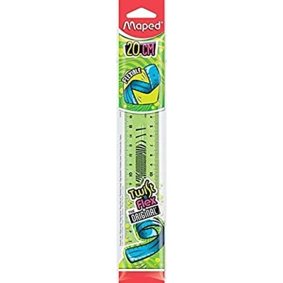 Image of Maped Twist&#039;n Flex Flexible and Fun Unbreakable Flat Ruler 20 cm Double Graduation Green