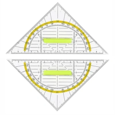 Image of YPYMOD 2 Pcs Multifunctional Triangle Ruler, Ruler Protractor, Primary School Geometry Triangle, Transparent Drawing Set Square with Handle for Student Office Designer