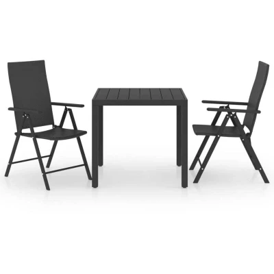 Image of vidaXL 3 Piece Garden Dining Set Black