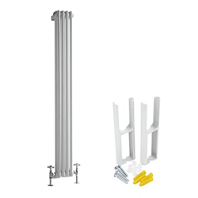 Image of Milano Windsor White Cast Iron Style Vertical Double Column Radiator Feet 1500mm x 200mm