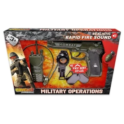 Image of Combat Mission Military Operations Toy Set Kids Toys Army Costume Fancy Dress Accessories Pistol Walkie Talkie Watch + More!