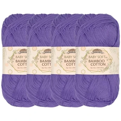Image of JubileeYarn Baby Soft Bamboo Cotton Yarn 50g/Skein Mulberry 4 Skeins