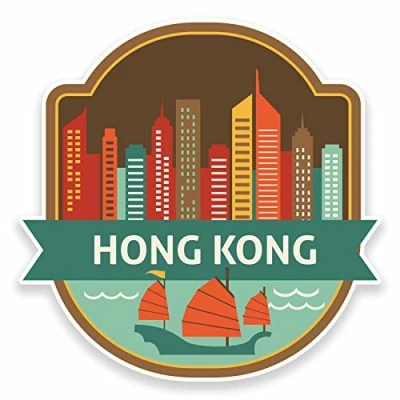 Image of 2 x 10cm Hong Kong Vinyl Sticker Decal Luggage Travel Label Tag Flag Map #9488 (10cm Wide High)