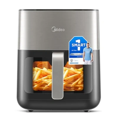 Image of Mdiea 6L Air Fryer with Upper and Lower Double Tube Heating, LED Display
