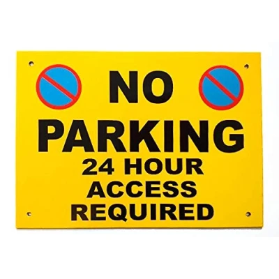 Image of No Parking Sign A4 A3 3mm Black Foamex Various Signs Yellow &amp; Motif (A4 NoP 24 Hour Access Required)