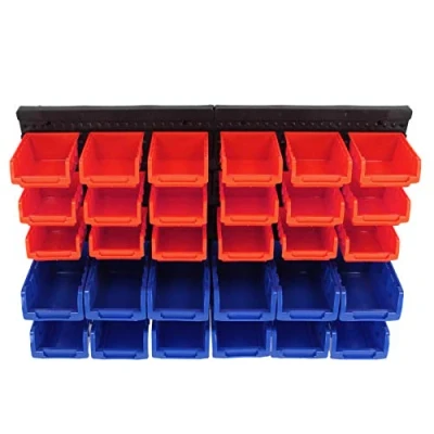 Image of Youyijia 30Pcs Wall Mounted Storage Bins Drawers DIY Rack Kit with 64 x 41cm Panel Backboards Tool for Garage Organizer Box Shelving Unit Stackable Boxes
